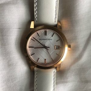 Authentic Burberry leather strap watch